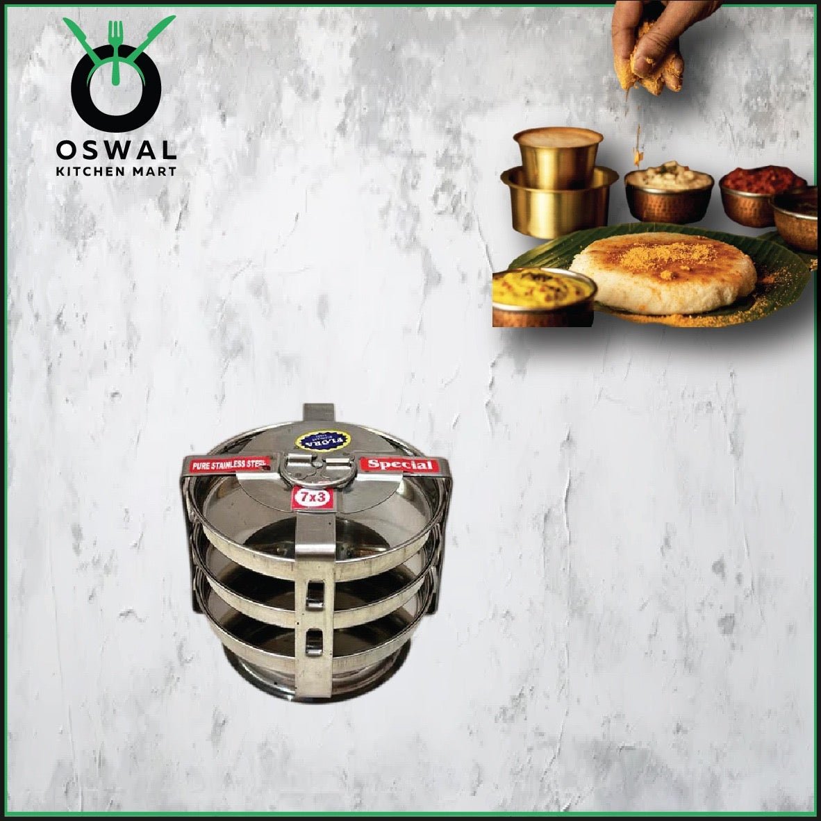 Stainless Steel 3 Plate Thatte Idli Stand| Thatte Idli Plate with Stand| Stainless Steel Dhokla/Thatte Idli Stand With 3 Plates| Pack of 1