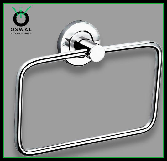 Stainless Steel Rectangular Towel Ring for Bathroom | Wall Mounted Napkin & Hand Towel Holder | Pack of 1