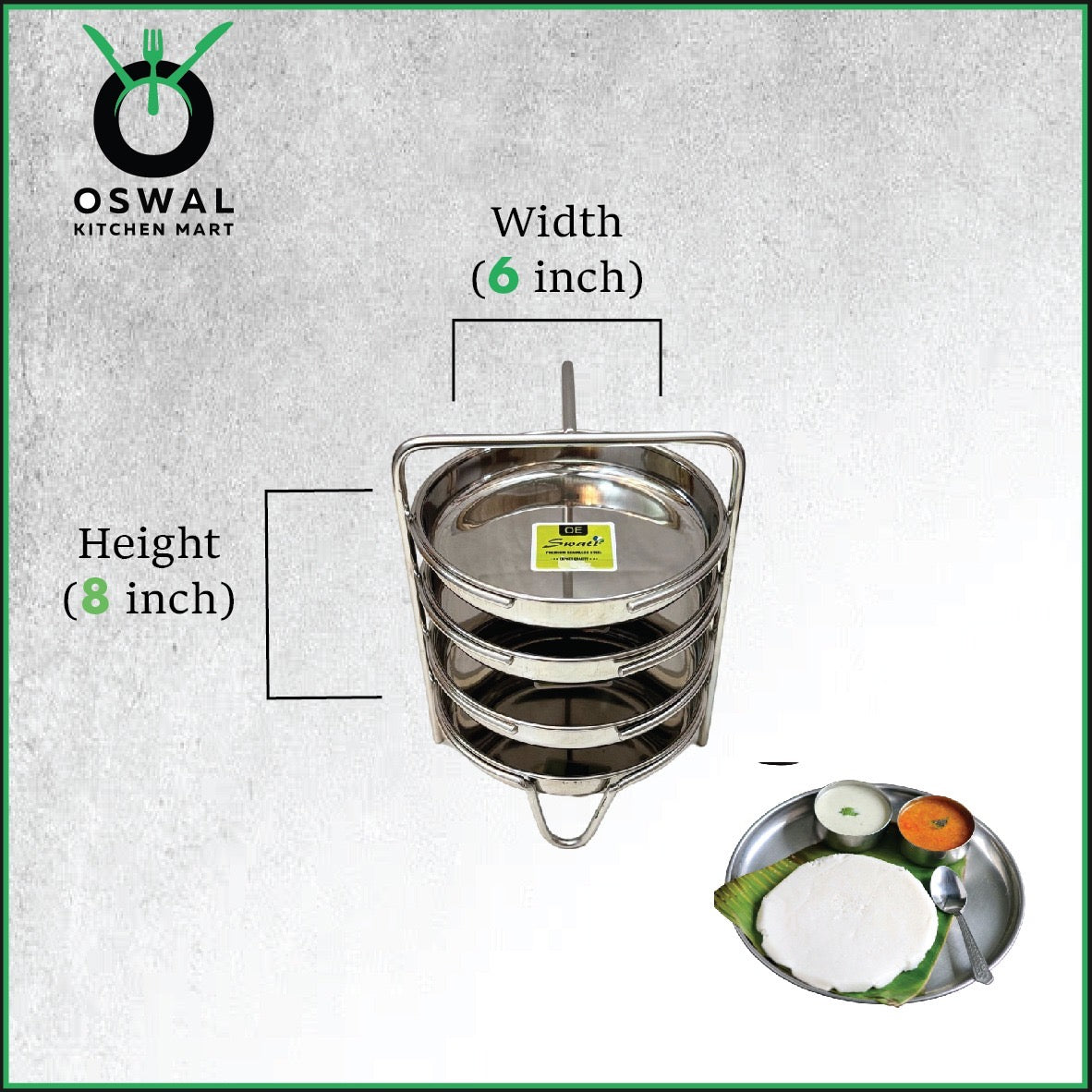 Stainless Steel Thatte Idli Stand-4Plates | Thatte Idli Plate with Stand| Stainless Steel Dhokla/Thatte Idli Stand With 4 Plates| Pack of 1