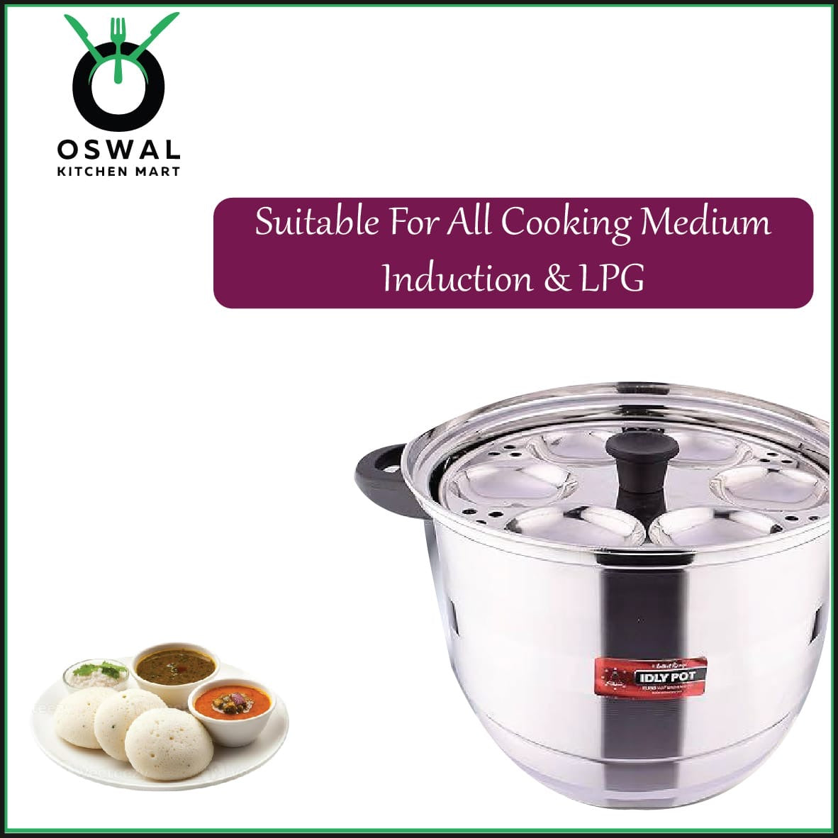 Stainless Steel Idli Steamer with 6 Idli Plates (36 Idlis)&1 Steamer Plate | ISI Mark Certified|Gas & Induction Compatible|Durable Knobs & Handle |EuroStyle Multipurpose Cookware for Idli,  Idiyappam, Dhokla,Modak & Serving More(Pack Of 1)