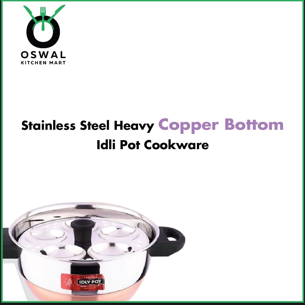Eurostyle Heavy Copper Base Idli Steamer with Lid - ISI Mark Certified - 15 Idli Capacity / 3 Idli Plates + 1 Steam Plate - Durable Knobs & Handle /Gas Saving/Induction Friendly - Multipurpose Cookware for Idli, Dhokla, Modak & Serving More(Pack Of 1)