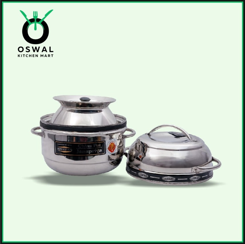 Sreeram Janapriya Stainless Steel Thermal Rice Cooker – 1 Kilogram     (4 Paav) Double Layer Stainless Steel Thermal Cooker| Stainless Steel Steam Pot