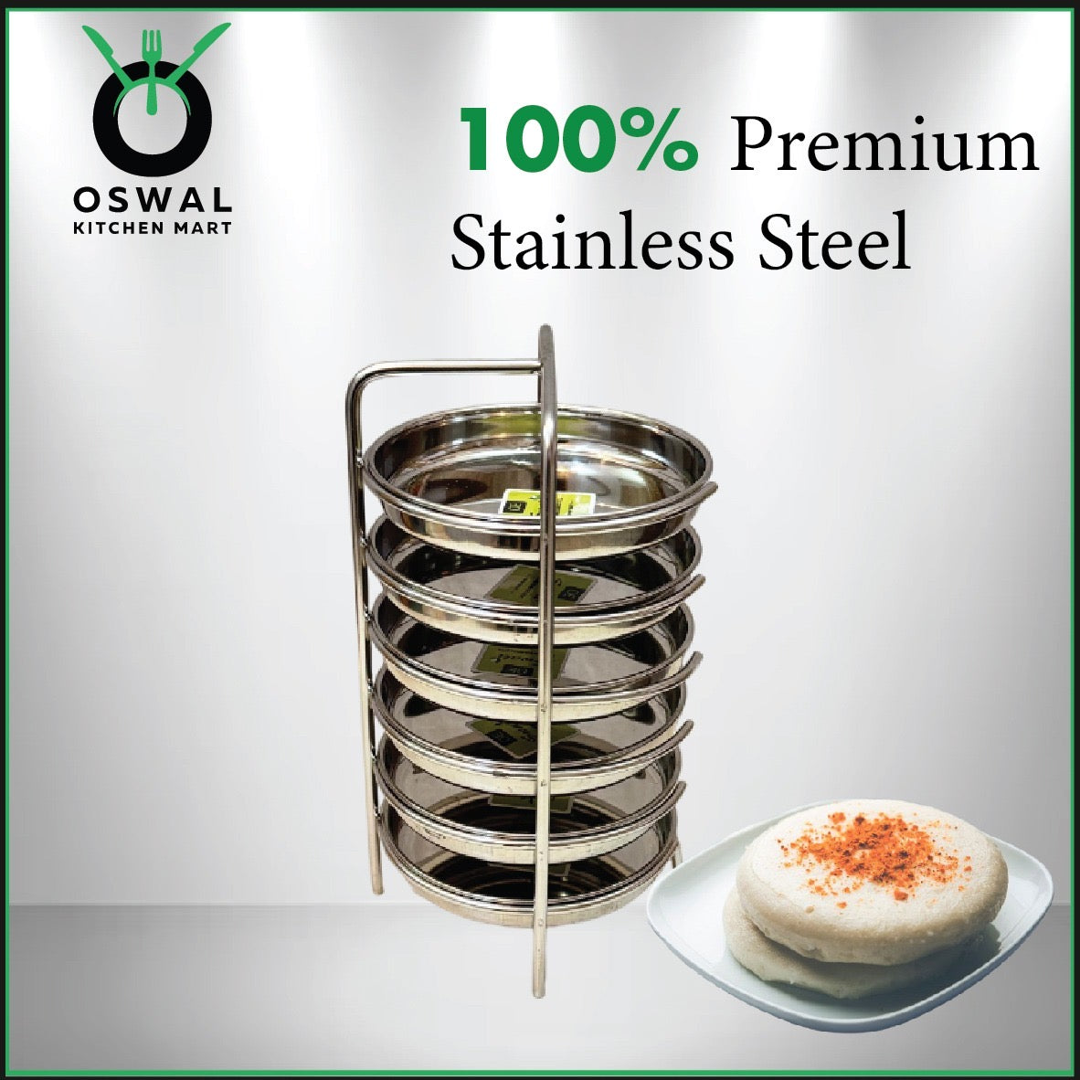 Stainless Steel Thatte Idli Stand-6Plates | Thatte Idli Plate with Stand| Stainless Steel Dhokla/Thatte Idli Stand With 6 Plates| Pack of 1