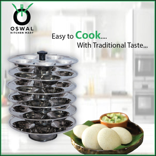 Stainless Steel 6-Tier Mini Idli Plate With Stand | Makes 30 Mini Idlis at Once | Pack of 1