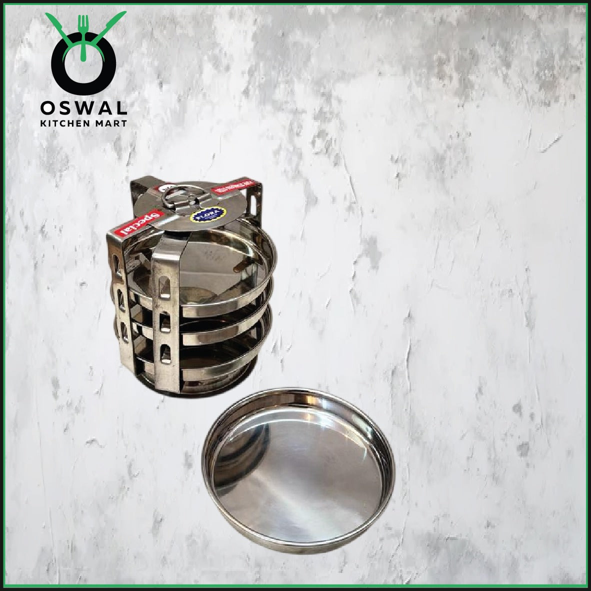 Stainless Steel 4 Plate Thatte Idli Stand| Thatte Idli Plate with Stand| Stainless Steel Dhokla/Thatte Idli Stand With 4 Plates| Pack of 1