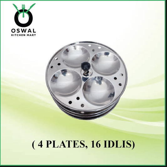 Stainless Steel 4 Plate Idli Maker Stand | 16 Idli Maker Stainless Steel | Idli  Stand for Home | Pack Of 1|