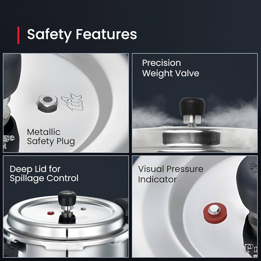 Prestige 3L Svachh Deluxe Alpha stainless steel Pressure Cooker|Outer lid|3-4 personsl|Deep lid for spillage control|Gas & induction compatible|Controlled GasketRelease System|10 years warranty