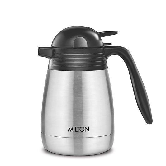 Milton Carafe 1000 Ml Stainless Steel Double Walled Vacuum Insulated Flask with Lid and Handle,1000 ml,ISI Certified, Coffee/Tea Carafe Heat & Cold Retention, Leak Proof, Rust Free, Easy to Carry