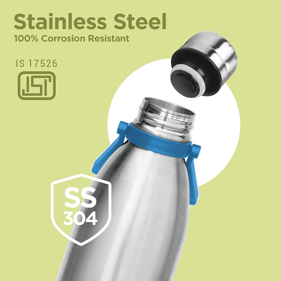 Milton Duo DLX 2200 Ml Thermosteel Bottle, 2.2 Litre Water Bottle with handle, 24 Hours Hot and Cold, Easy to Carry, Easy Grip, Rust Proof, Tea, Coffee, Office, Travel Bo