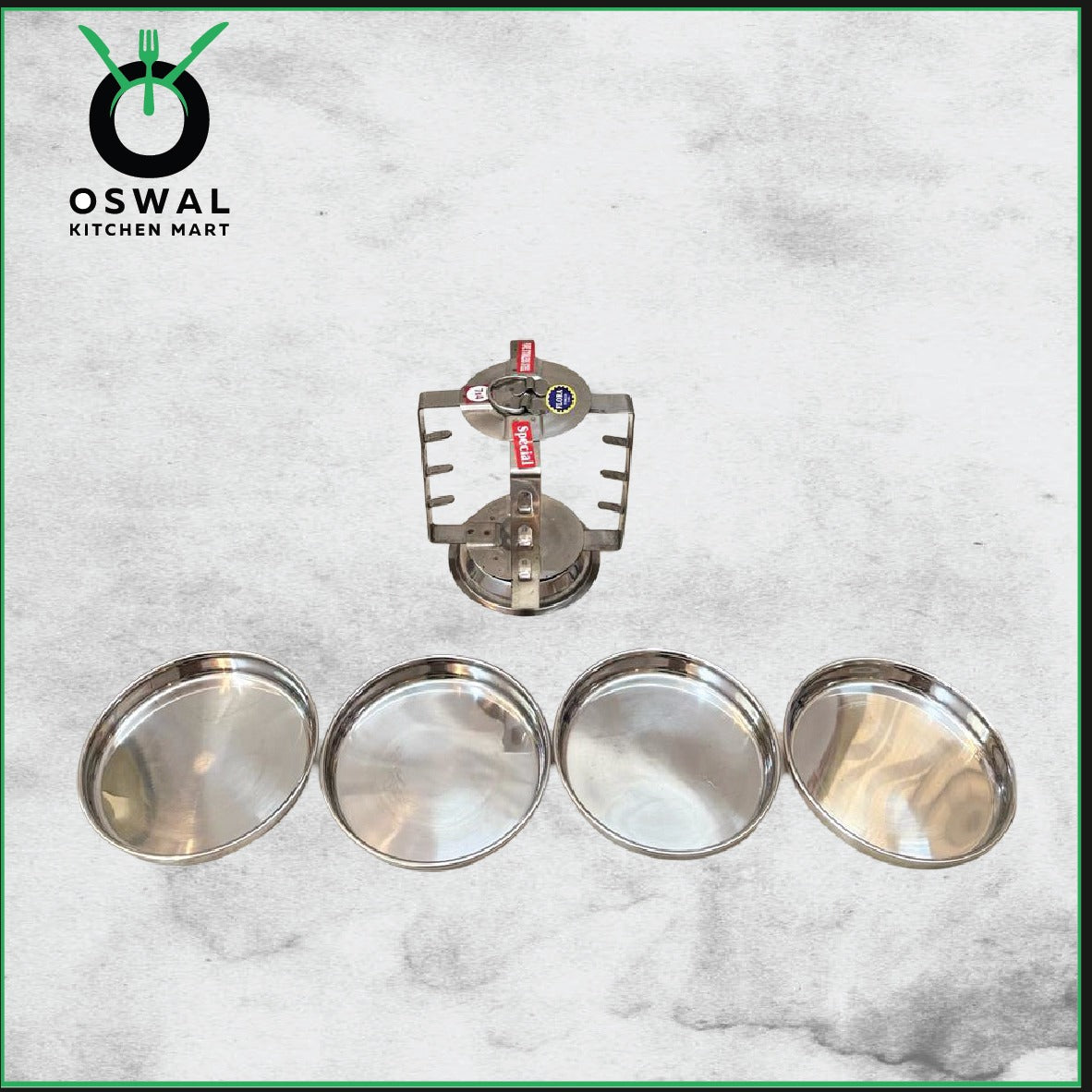 Stainless Steel 4 Plate Thatte Idli Stand| Thatte Idli Plate with Stand| Stainless Steel Dhokla/Thatte Idli Stand With 4 Plates| Pack of 1