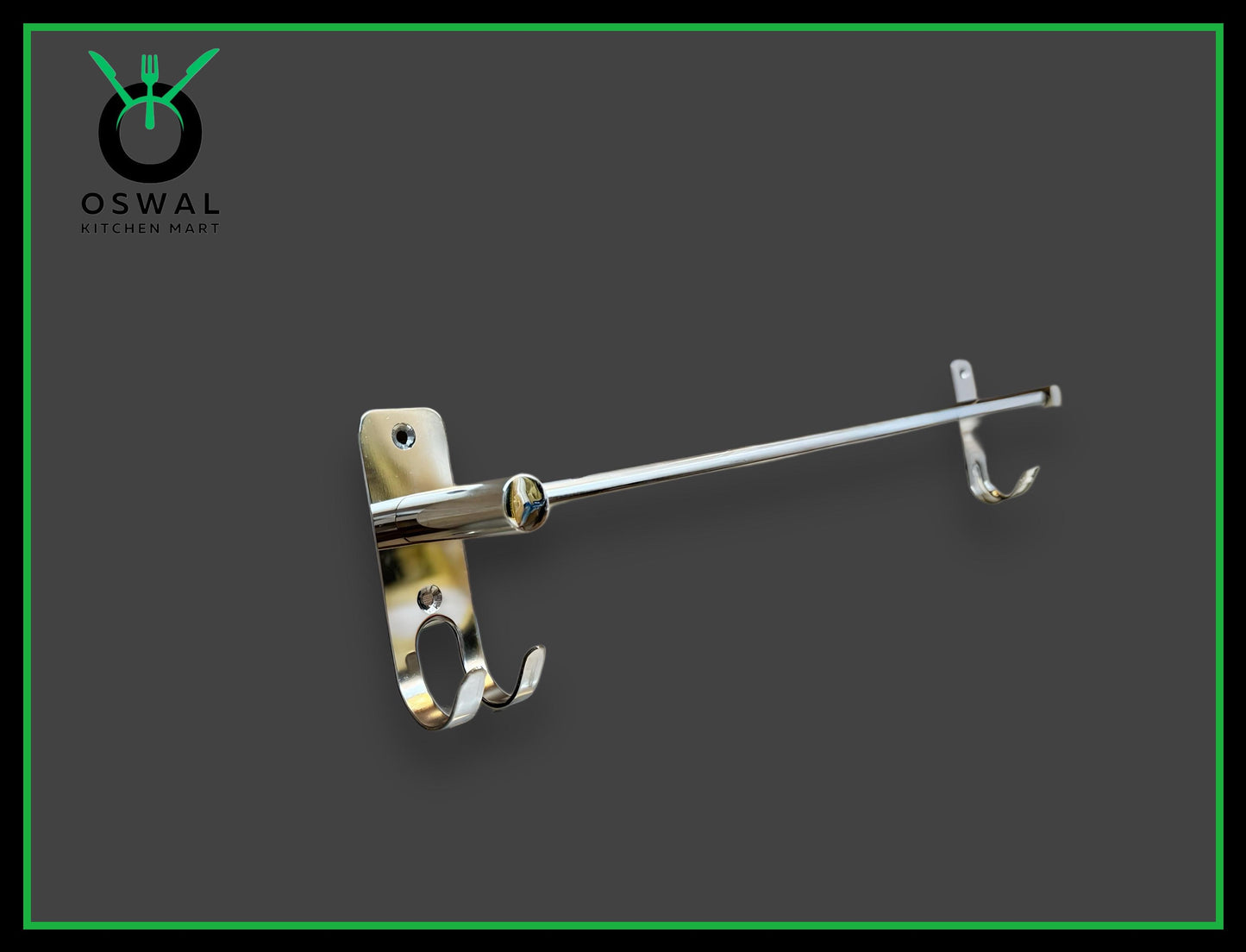 Stainless Steel Towel Rod with Double Hooks – 18-Inch Wall Mounted Hanger for Bathroom