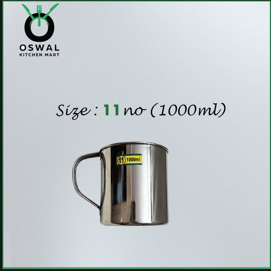 Stainless Steel Mug 1000ML |Stainless Steel Coffee Mug | Steel Cup with Handle | Steel Cups for Tea for Home, Travel, Outdoor | Tea, Coffee & Milk Mug | Rust-Proof Camping & Hiking Mug (Pack Of 1)