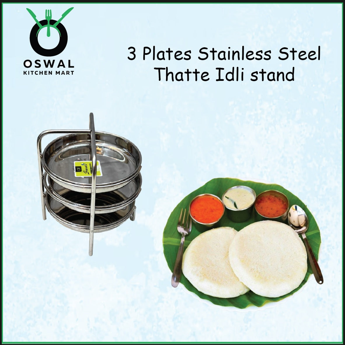 Stainless Steel Thatte Idli Stand-3Plates | Thatte Idli Plate with Stand| Stainless Steel Dhokla/Thatte Idli Stand With 3 Plates| Pack of 1