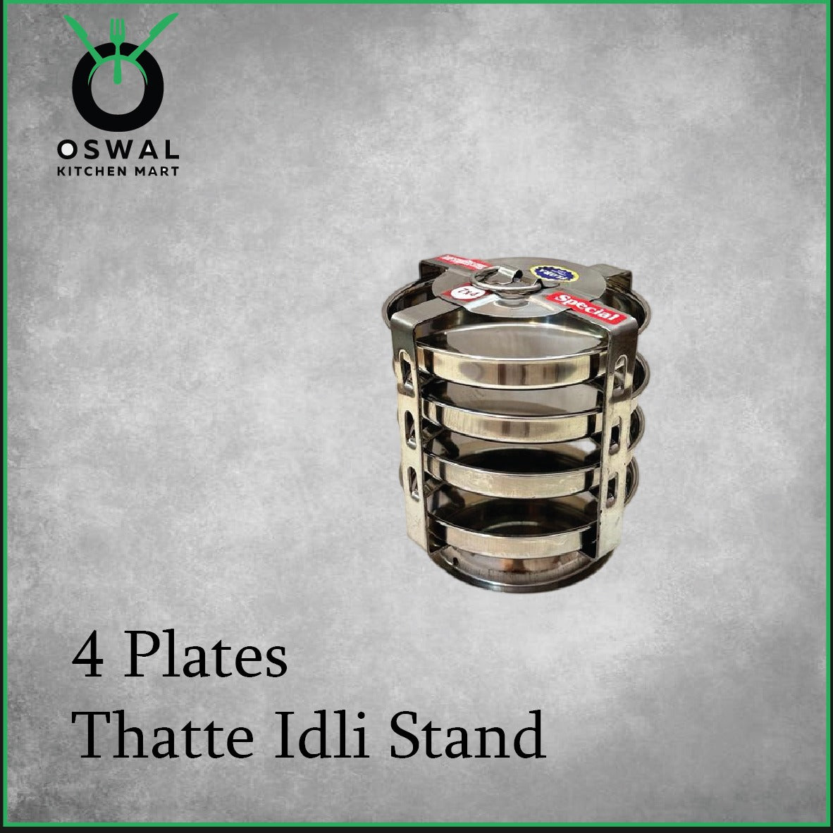 Stainless Steel 4 Plate Thatte Idli Stand| Thatte Idli Plate with Stand| Stainless Steel Dhokla/Thatte Idli Stand With 4 Plates| Pack of 1