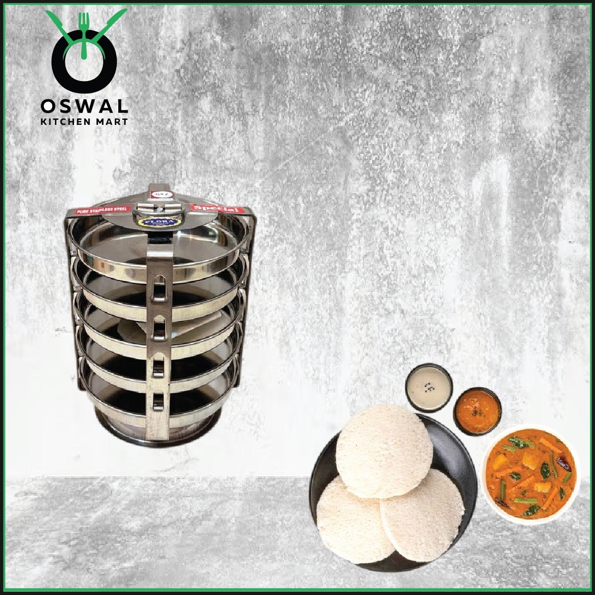 Stainless Steel 5 Plate Thatte Idli Stand| Thatte Idli Plate with Stand| Stainless Steel Dhokla/Thatte Idli Stand With 5 Plates| Pack of 1