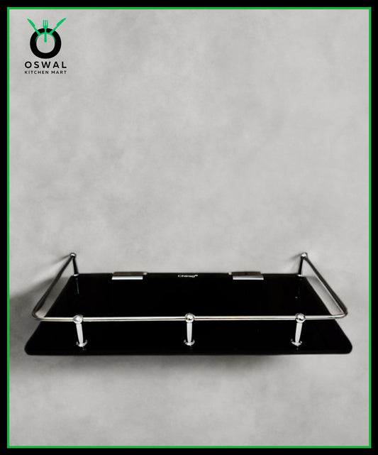 Chirag Black Acrylic Wall Shelf 12x6 inch – Bathroom & Kitchen Rack (Pack of 1)