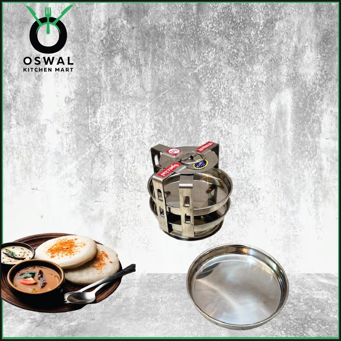 Stainless Steel 3 Plate Thatte Idli Stand| Thatte Idli Plate with Stand| Stainless Steel Dhokla/Thatte Idli Stand With 3 Plates| Pack of 1