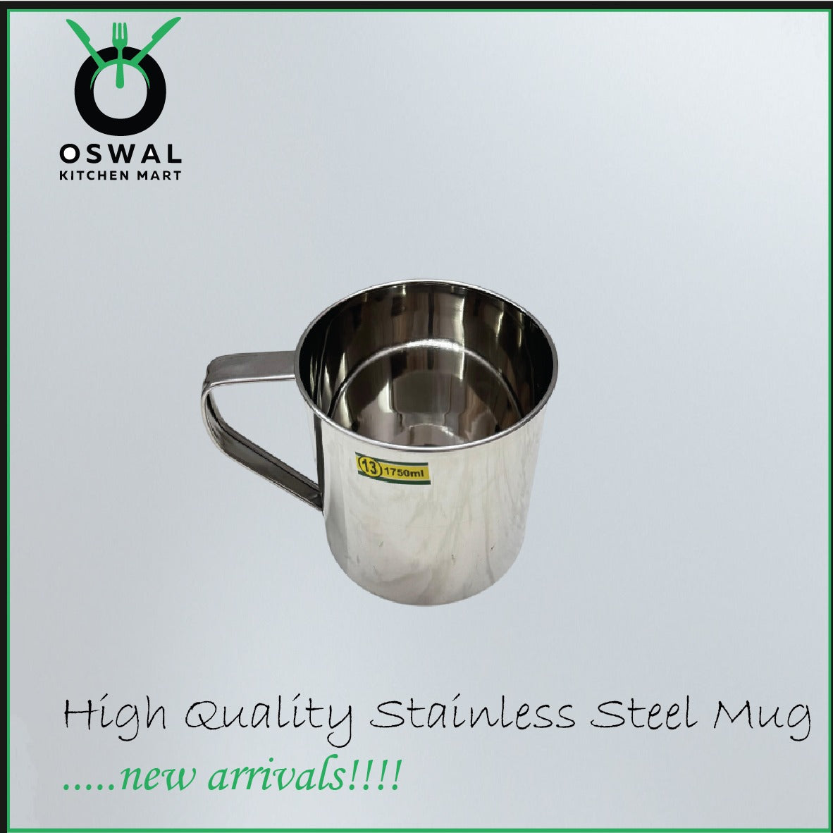 Stainless Steel Mug 1750ML |Stainless Steel Coffee Mug | Steel Cup with Handle | Steel Cups for Tea for Home, Travel, Outdoor | Tea, Coffee & Milk Mug | Rust-Proof Camping & Hiking Mug (Pack Of 1)