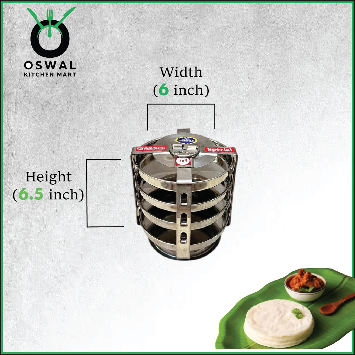 Stainless Steel 4 Plate Thatte Idli Stand| Thatte Idli Plate with Stand| Stainless Steel Dhokla/Thatte Idli Stand With 4 Plates| Pack of 1