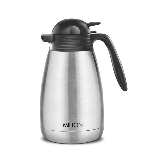 Milton Carafe 1500 Ml Stainless Steel Double Walled Vacuum Insulated Flask with Lid and Handle, 1500 ml, Coffee/Tea Carafe Heat & Cold Retention, Leak Proof, Rust Free, Easy to Carry