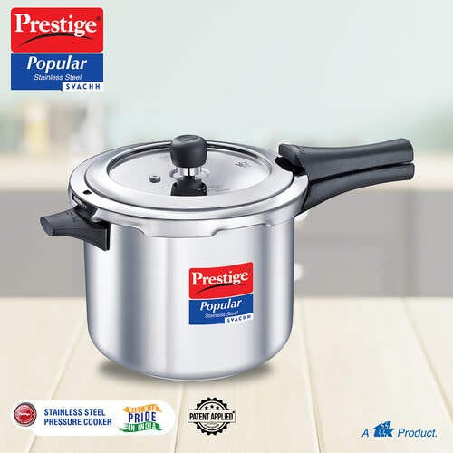 Prestige 5L Popular Svachh Spillage Control Stainless Steel Pressure Cooker, 5 Litres
