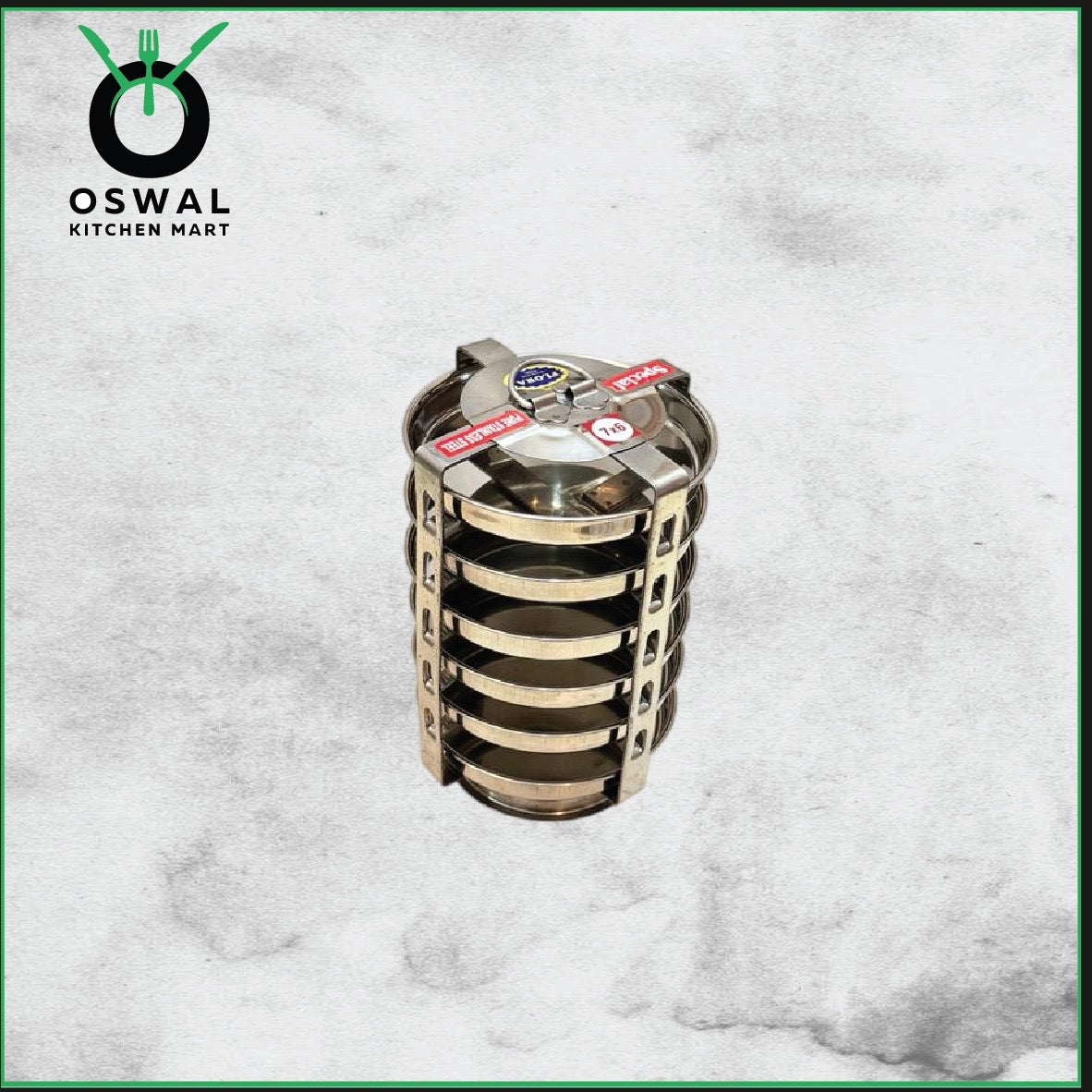 Stainless Steel 6 Plate Thatte Idli Stand| Thatte Idli Plate with Stand| Stainless Steel Dhokla/Thatte Idli Stand With 6 Plates| Pack of 1