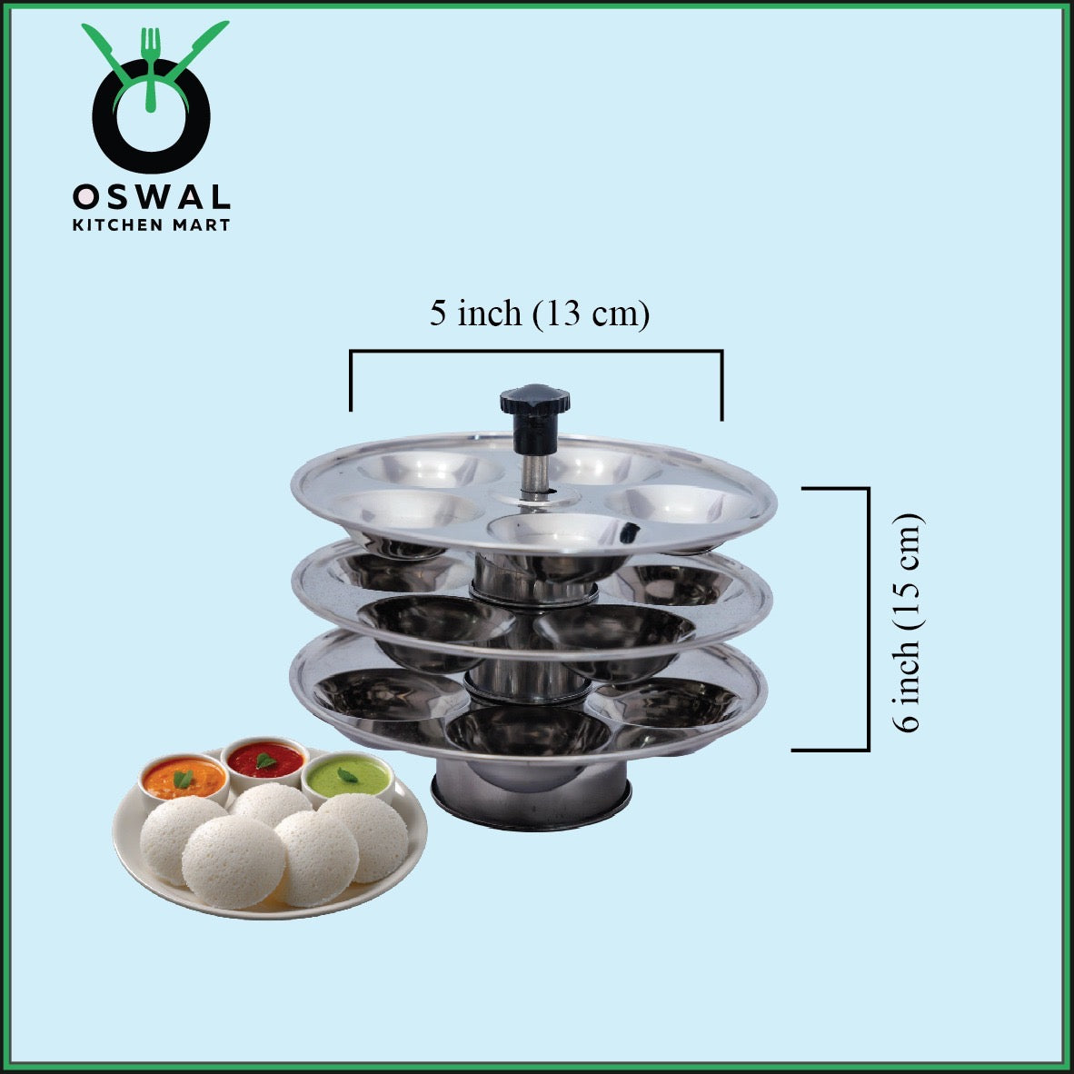 Stainless Steel 3-Tier Mini Idli Plate With Stand | Makes 15 Mini Idlis at Once | Pack of 1