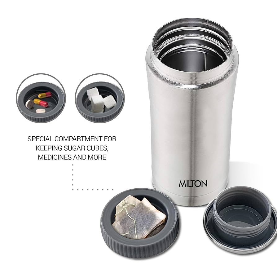 Milton Optima 420 Ml Thermosteel Hot and Cold Flask, 420 ml | ISI Certified | Vacuum Insulated | Rust Proof | Leak Proof | Tea | Coffee | Juice