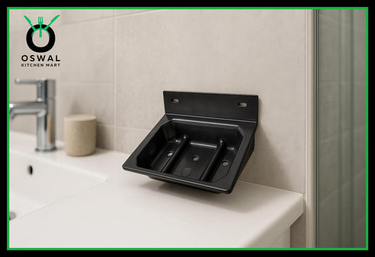 Chirag Wall Mounted Black Acrylic Soap Holder  – Premium Compact Soap Stand for Bathroom & Kitchen (Pack of 1)