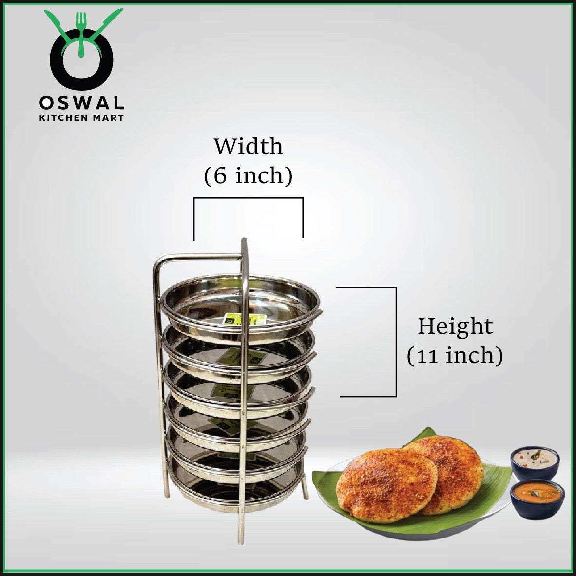 Stainless Steel Thatte Idli Stand-6Plates | Thatte Idli Plate with Stand| Stainless Steel Dhokla/Thatte Idli Stand With 6 Plates| Pack of 1