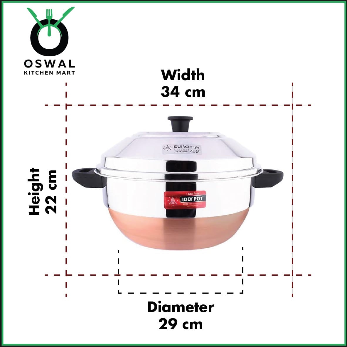 Stainless Steel Idli Steamer with 4 Idli Plates (24 Idlis) & 1 Steamer Plate Heavy Copper Base Idli Steamer with Lid|ISI Mark Certified|Gas & Induction Compatible|EuroStyle Multipurpose Cookware for Idli,Idiyappam, Dhokla, Modak& Serving More(Pack of 1)