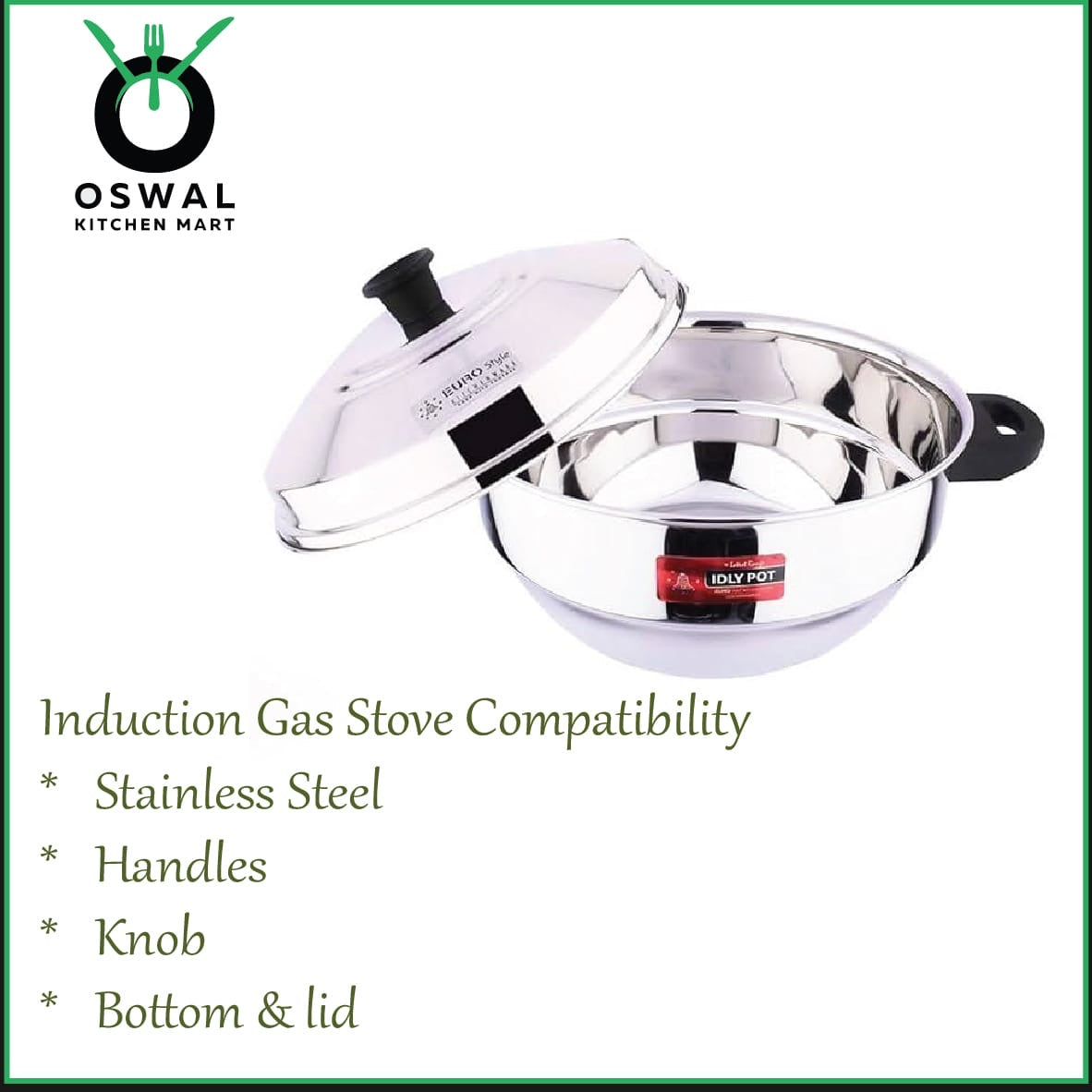 Stainless Steel Idli Steamer with 3 Idli Plates (21 Idlis), 6 Tumblers & 1 Steamer Plate | ISI Mark Certified|Gas & Induction Compatible|Durable Knobs & Handle |EuroStyle Multipurpose Cookware for Idli,  Idiyappam, Dhokla,Modak & Serving More(Pack Of 1)
