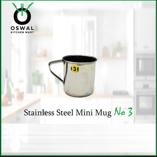 Stainless Steel Mini Mug – 250 ml (Approx) | 3.5 Inch Height & Diameter | Heavy Quality| Small Steel Tea Cup with Handle |Pack of 1