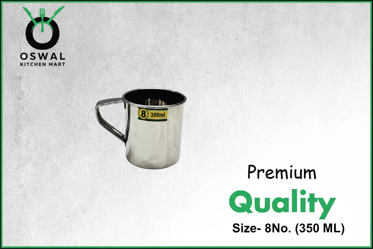 Stainless Steel Mug 350ML |Stainless Steel Coffee Mug | Steel Cup with Handle | Steel Cups for Tea for Home, Travel, Outdoor | Tea, Coffee & Milk Mug | Rust-Proof Camping & Hiking Mug (Pack Of 1)