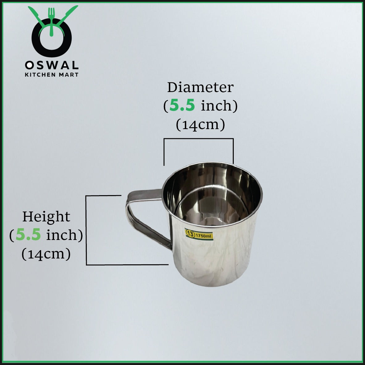 Stainless Steel Mug 1750ML |Stainless Steel Coffee Mug | Steel Cup with Handle | Steel Cups for Tea for Home, Travel, Outdoor | Tea, Coffee & Milk Mug | Rust-Proof Camping & Hiking Mug (Pack Of 1)