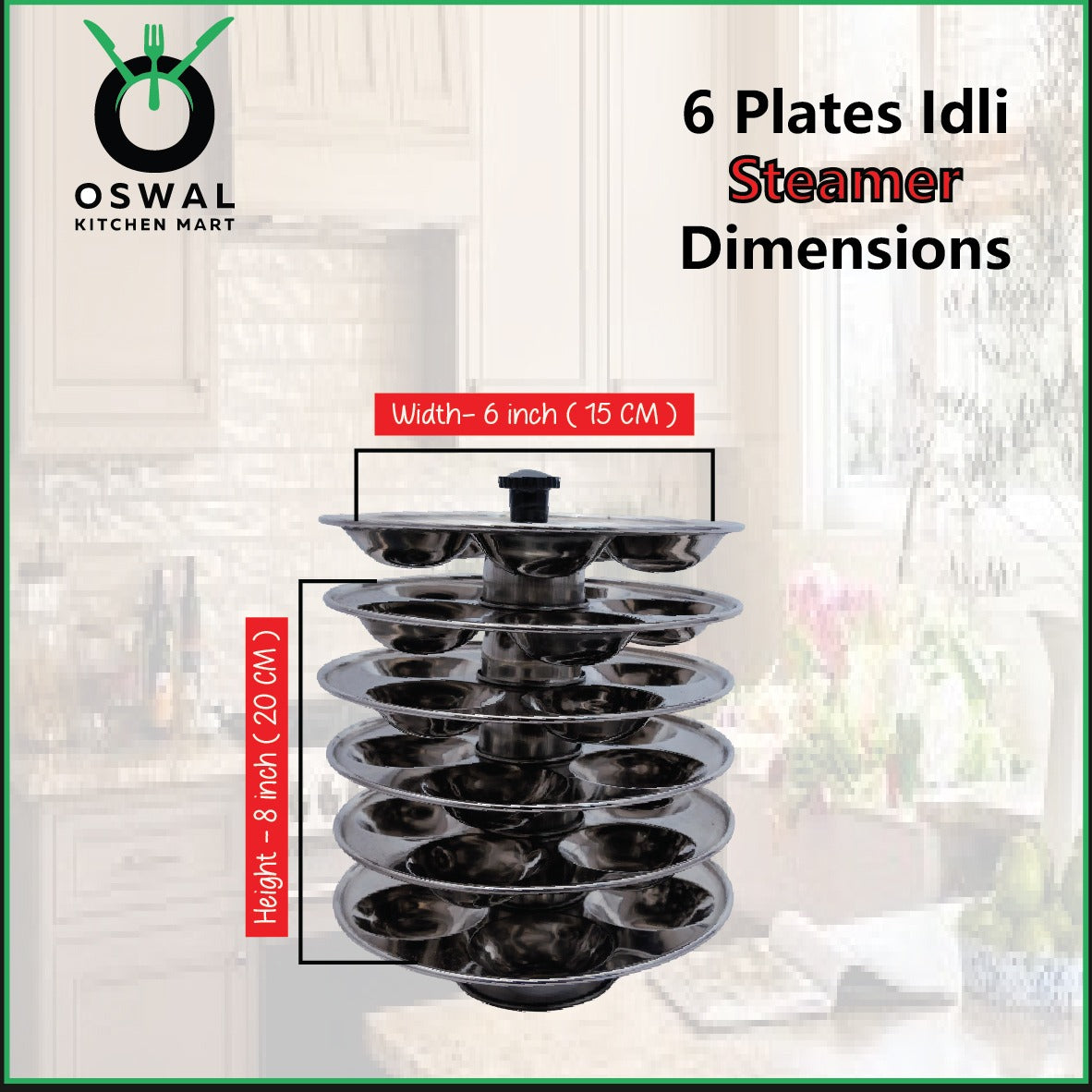 Stainless Steel 6-Tier Mini Idli Plate With Stand | Makes 30 Mini Idlis at Once | Pack of 1