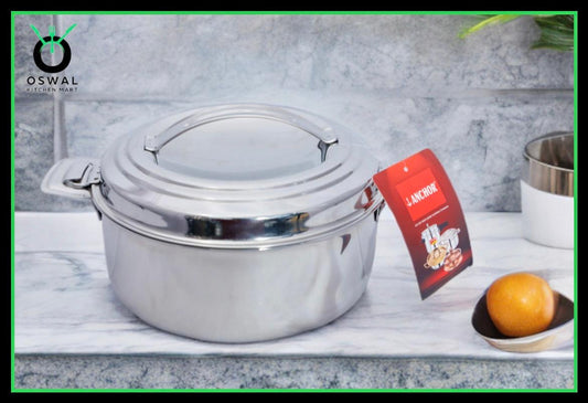 Anchor 1000 ml Stainless Steel Hot Box | Double Wall Insulated | Keeps Food Hot for Hours | Strong, Durable & Leak-Proof