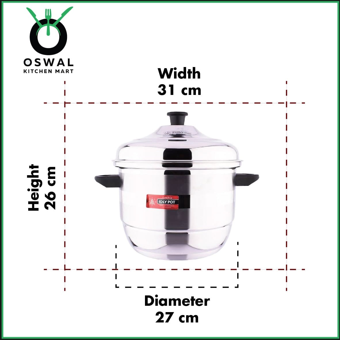 Stainless Steel Idli Steamer with 5 Idli Plates (30 Idlis)&1 Steamer Plate| ISI Mark Certified|Gas & Induction Compatible|Durable Knobs & Handle |EuroStyle Multipurpose Cookware for Idli,  Idiyappam, Dhokla,Modak & Serving More(Pack Of 1)