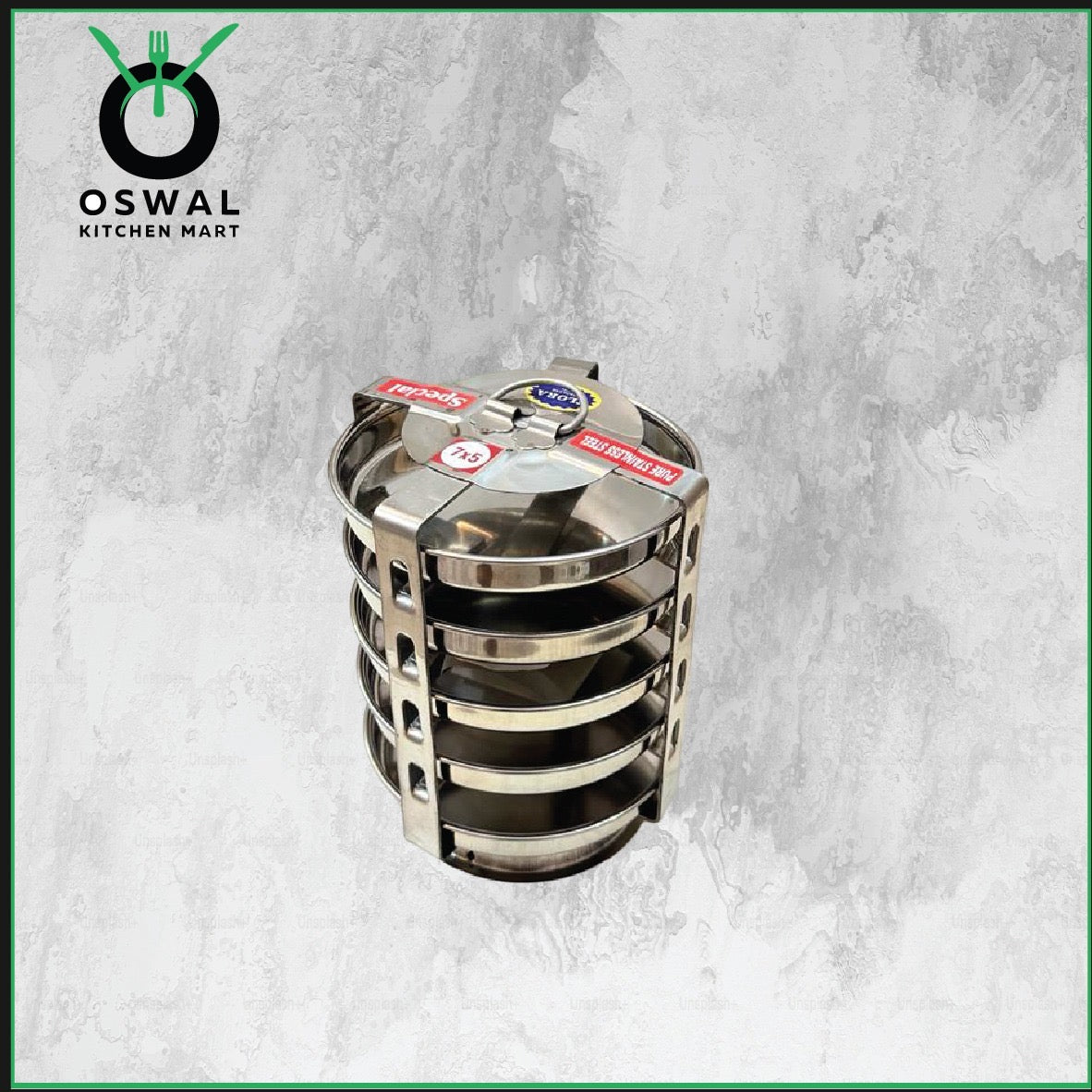 Stainless Steel 5 Plate Thatte Idli Stand| Thatte Idli Plate with Stand| Stainless Steel Dhokla/Thatte Idli Stand With 5 Plates| Pack of 1