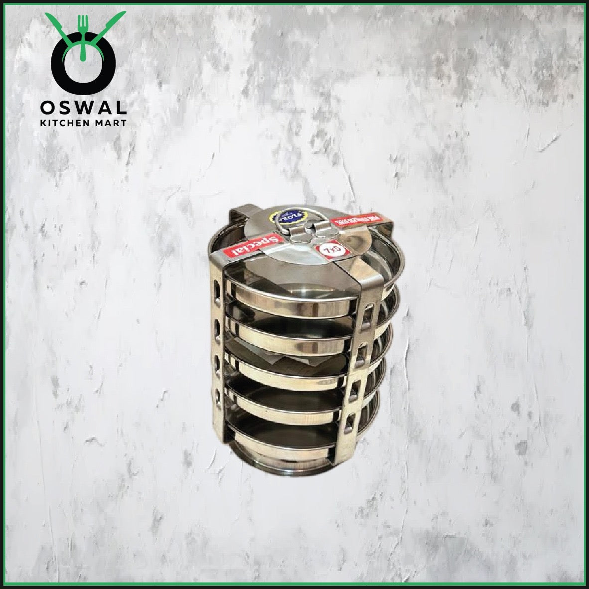 Stainless Steel 5 Plate Thatte Idli Stand| Thatte Idli Plate with Stand| Stainless Steel Dhokla/Thatte Idli Stand With 5 Plates| Pack of 1