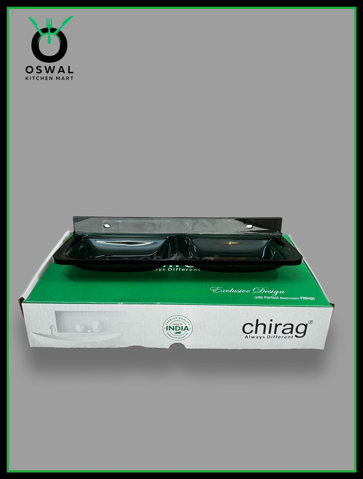 Chirag Wall Mounted Double Soap Holder – Black Acrylic Dual Soap Holder for Bathroom & Kitchen (Pack of 1)