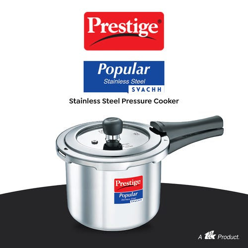 Prestige 3 L Popular Svachh Spillage Control Stainless Steel Pressure Cooker, 3 Litres