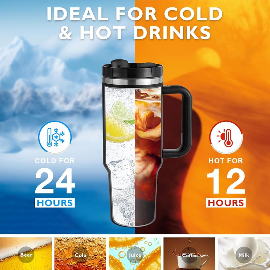 Tumbler with Handle-Insulated Stainless Steel Travel Mug