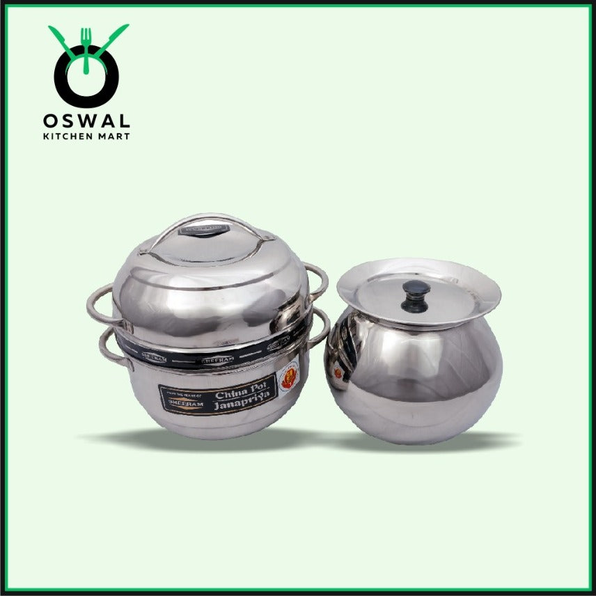 Sreeram Janapriya Stainless Steel Thermal Rice Cooker – 1 Kilogram     (4 Paav) Double Layer Stainless Steel Thermal Cooker| Stainless Steel Steam Pot