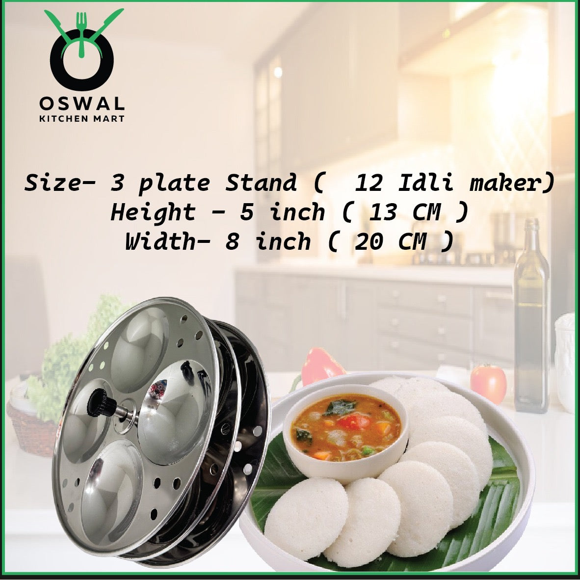 Stainless Steel 3 Plate Idli Maker Stand | 12 Idli Maker Stainless Steel | Idli  Stand for Home | Pack Of 1|