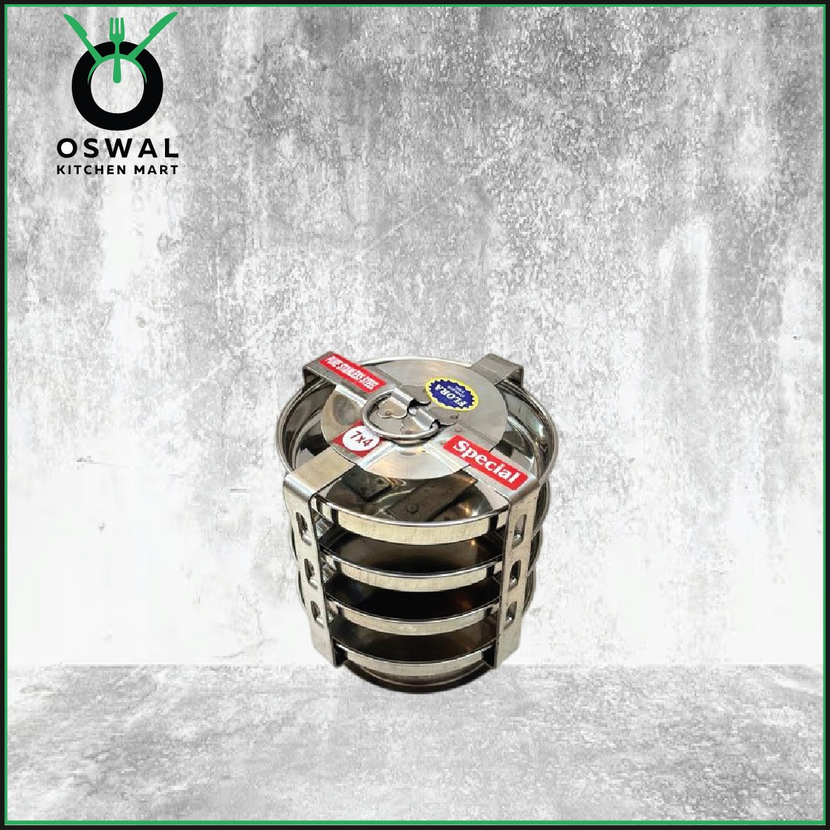 Stainless Steel 4 Plate Thatte Idli Stand| Thatte Idli Plate with Stand| Stainless Steel Dhokla/Thatte Idli Stand With 4 Plates| Pack of 1