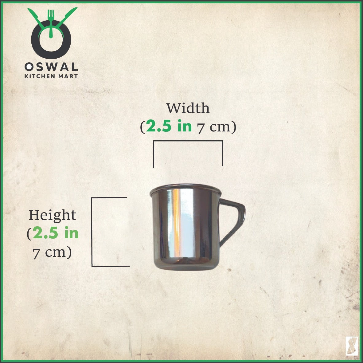 Stainless Steel Mini Mug 180 ml (Approx) |2.5 Inch Height & Diameter |Small Steel Tea Cup with Handle | Pack of 1