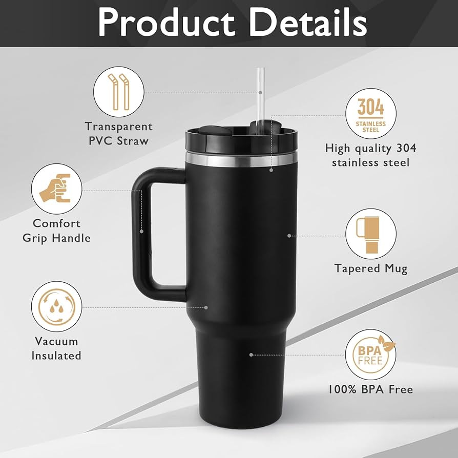 Tumbler with Handle-Insulated Stainless Steel Travel Mug