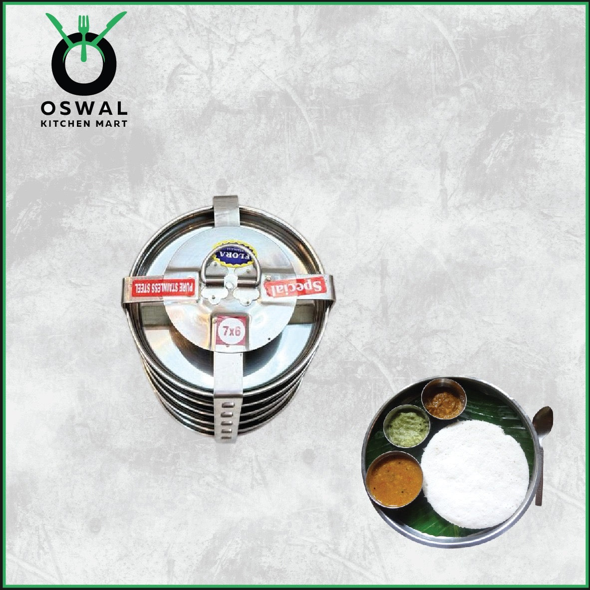 Stainless Steel 6 Plate Thatte Idli Stand| Thatte Idli Plate with Stand| Stainless Steel Dhokla/Thatte Idli Stand With 6 Plates| Pack of 1