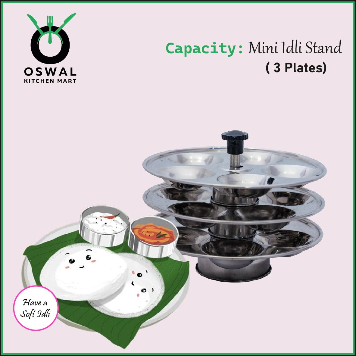 Stainless Steel 3-Tier Mini Idli Plate With Stand | Makes 15 Mini Idlis at Once | Pack of 1
